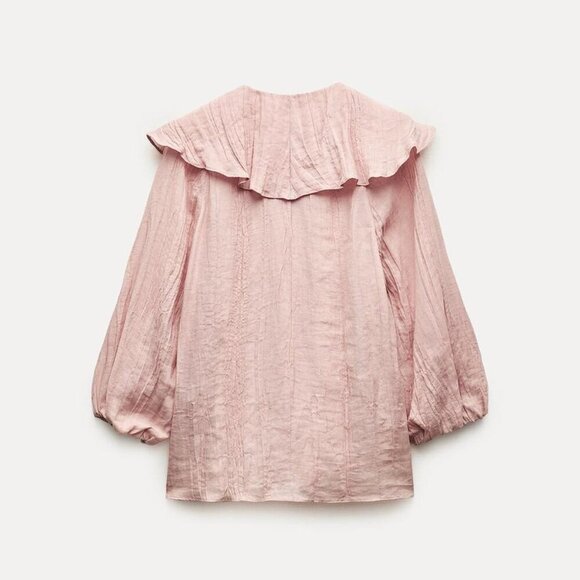 Zara RUFFLED COLLAR SHIRT ZW COLLECTION Sizes S,M NEW WITH TAG - Picture 6 of 9